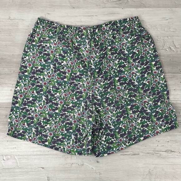 Vintage Essex Junction Green Floral Flowers High Rise Cotton Cottage Shorts 10 - Picture 2 of 8